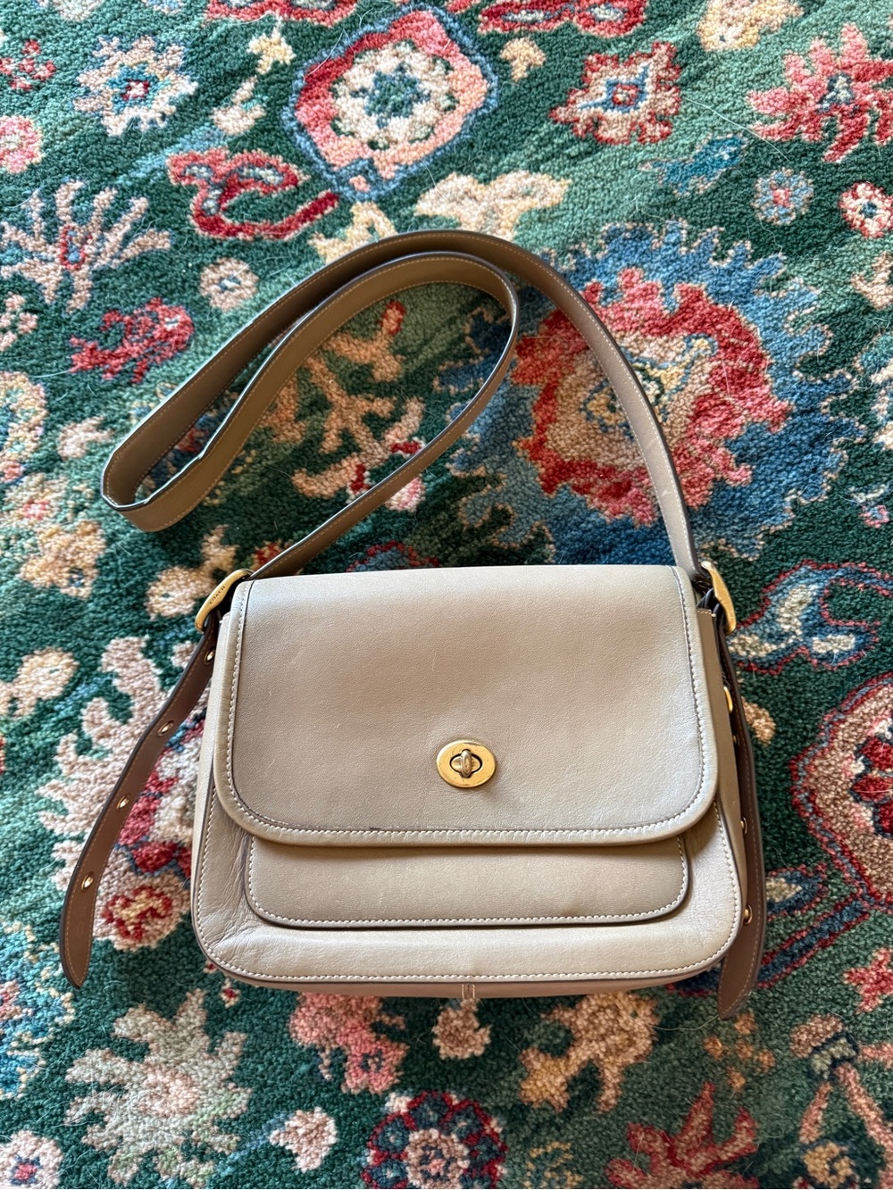 Coach - Classic Neutral Leather Crossbody Bag - Taupe
